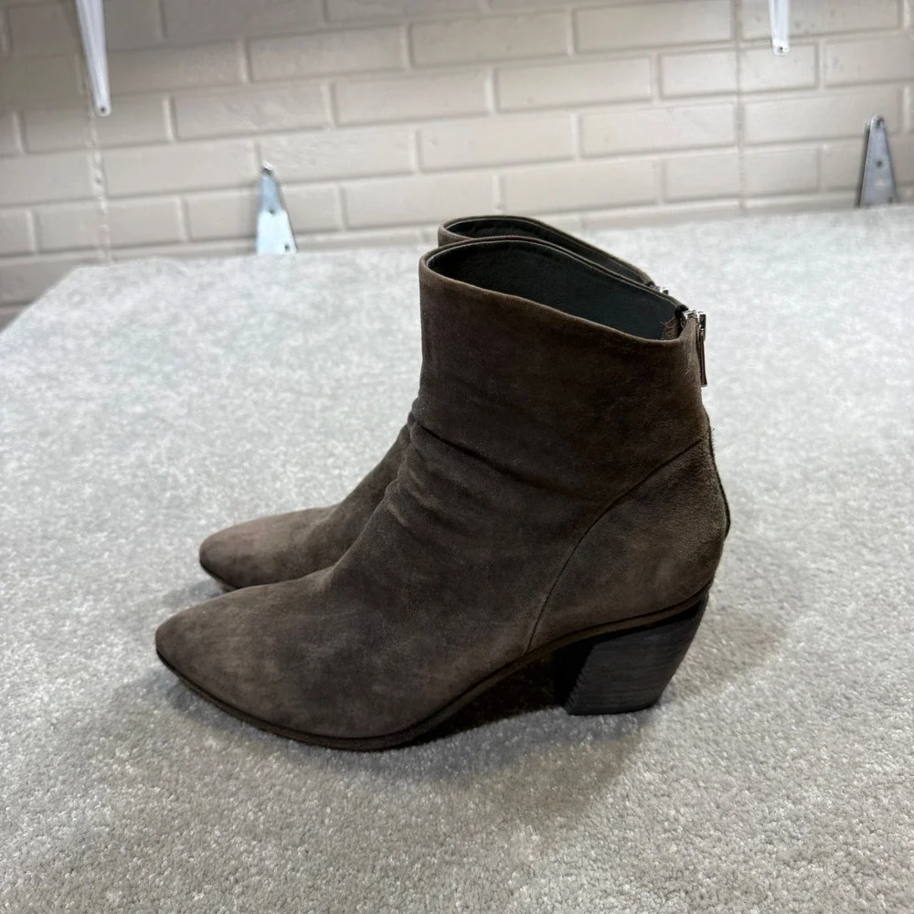Officine Creative Suede Ankle Boots Taupe Gray Western Pointed Toe EU 40.5 Italy